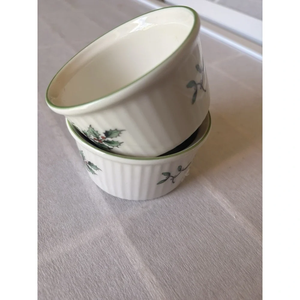 Vintage Spode Ceramic 2 Spode Christmas Tree Ribbed Ramekins